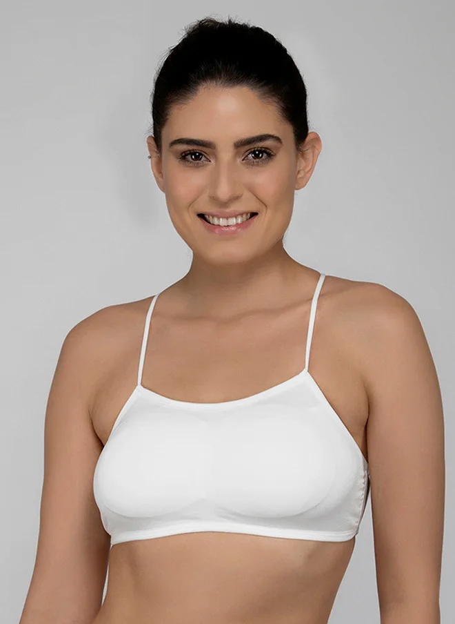 Laceandme Laceandme White Solid Non-Wired Lightly Padded Bralette Bra 4526